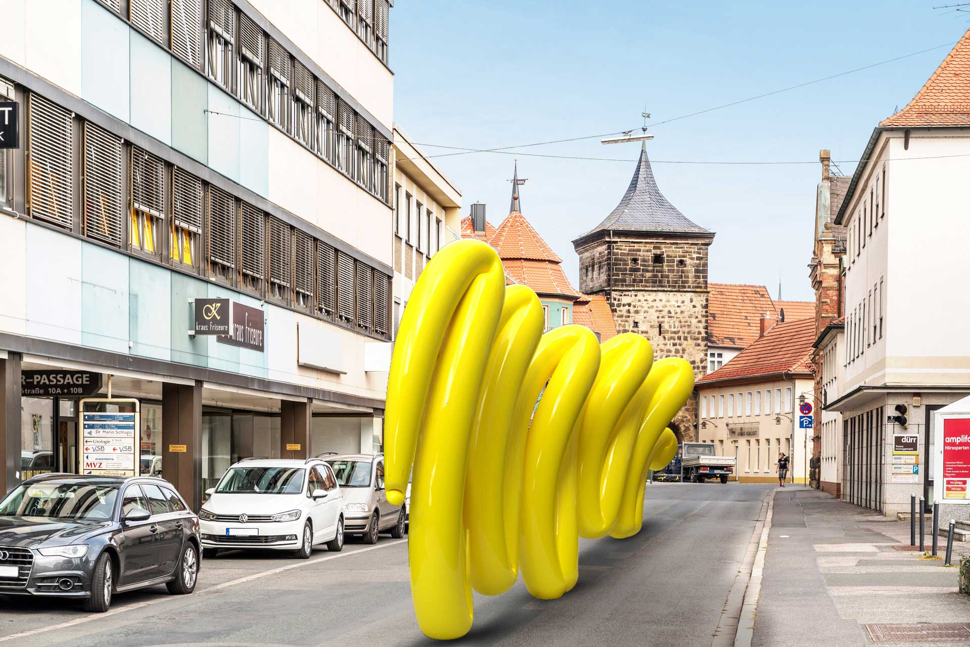 Yellow Spatial Painting by Manuel Rossner